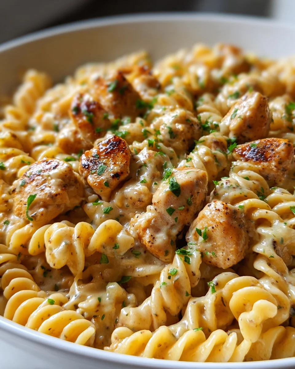 Cheesy Cajun Garlic Chicken Rotini Skillet - Quick & Delicious!