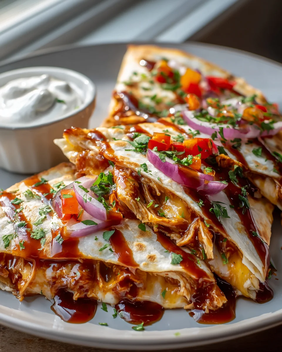 Best Hot Honey BBQ Chicken Quesadillas for Dinner!