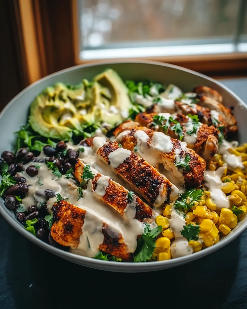 Easy Chipotle Chicken Bowl with Black Beans & Creamy Sauce