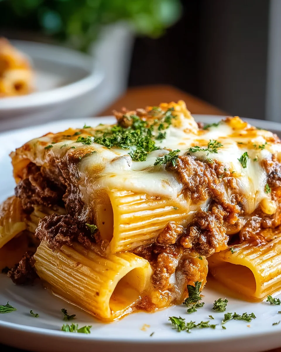 Baked Rigatoni Stuffed with Beef Ragu & Mozzarella Comfort Food