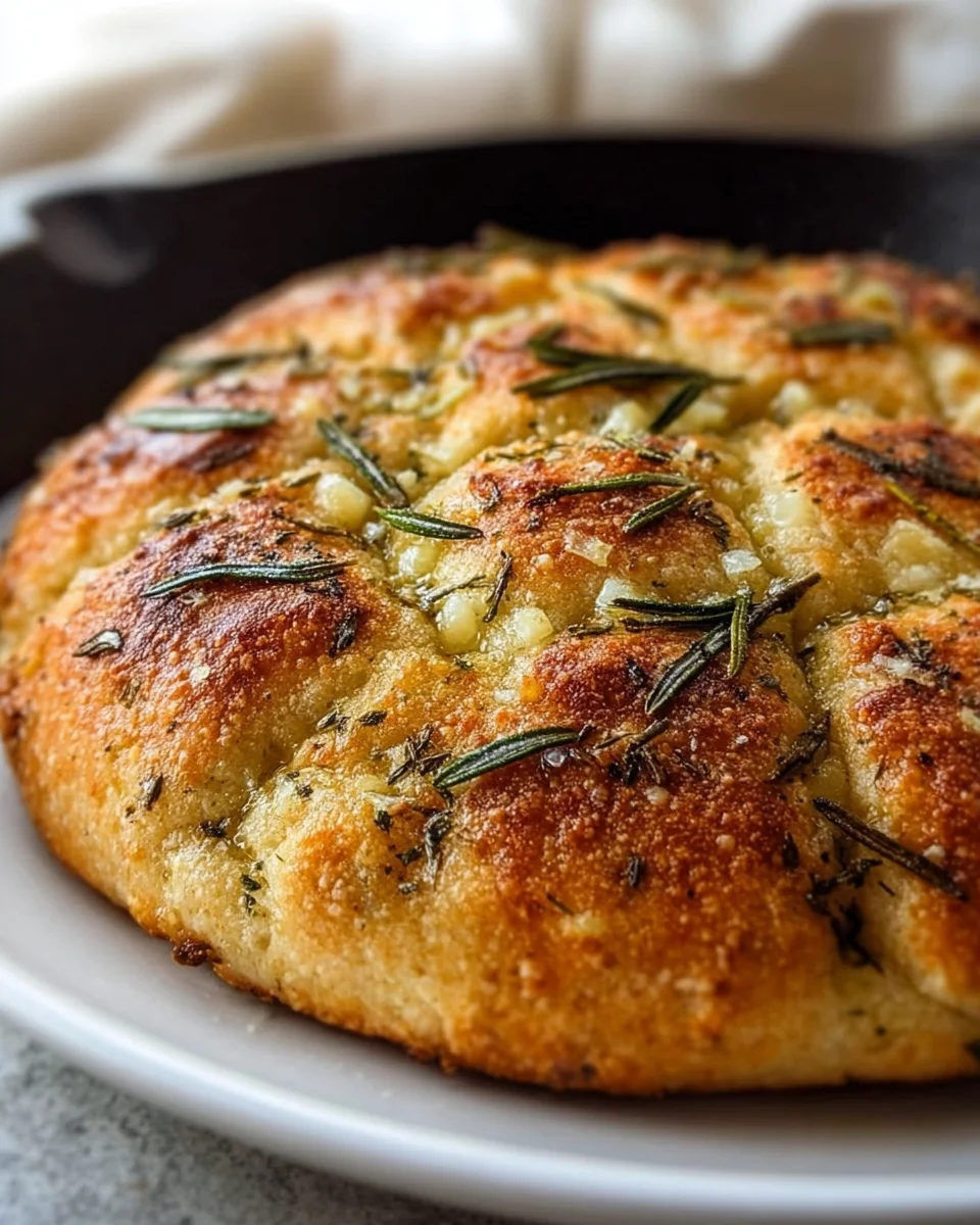 Flavorful Rustic Garlic Rosemary Skillet Bread Recipe