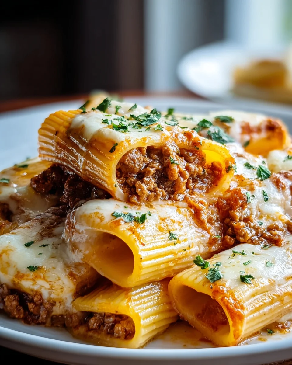 Baked Rigatoni Stuffed with Beef Ragu & Mozzarella Comfort Food