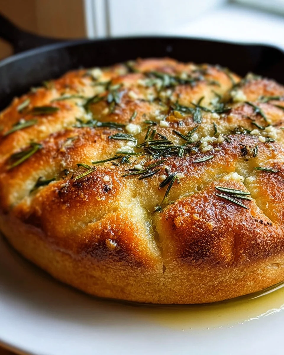 Flavorful Rustic Garlic Rosemary Skillet Bread Recipe