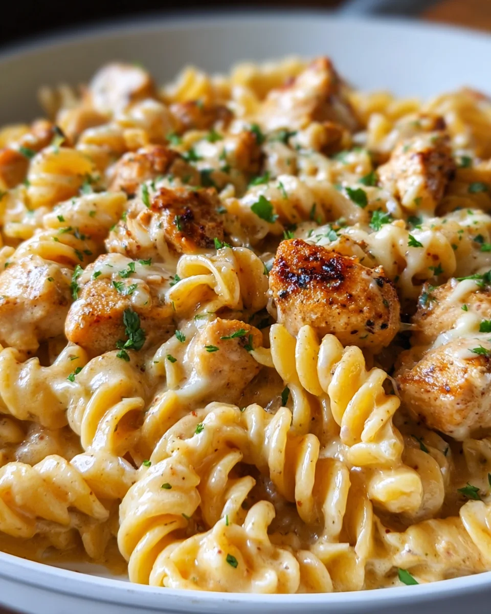 Cheesy Cajun Garlic Chicken Rotini Skillet - Quick & Delicious!