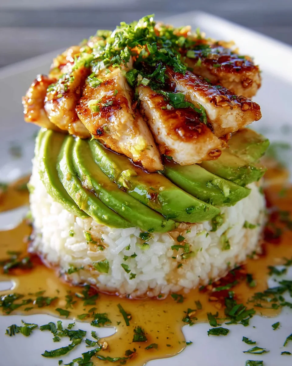 Honey Lime Chicken Avocado Rice Stack: Quick & Healthy