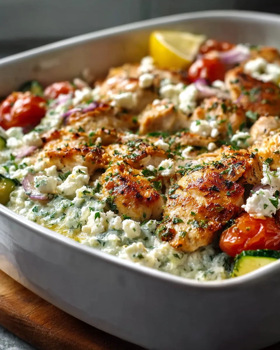 Easy Dump & Bake Chicken Tzatziki Casserole Dinner