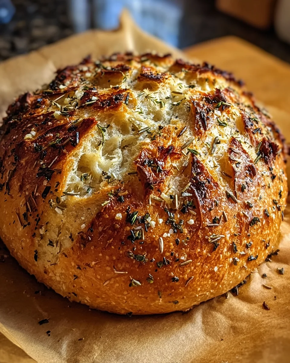 Easy Garlic Herb Dutch Oven Bread Recipe for Homemade Loaf