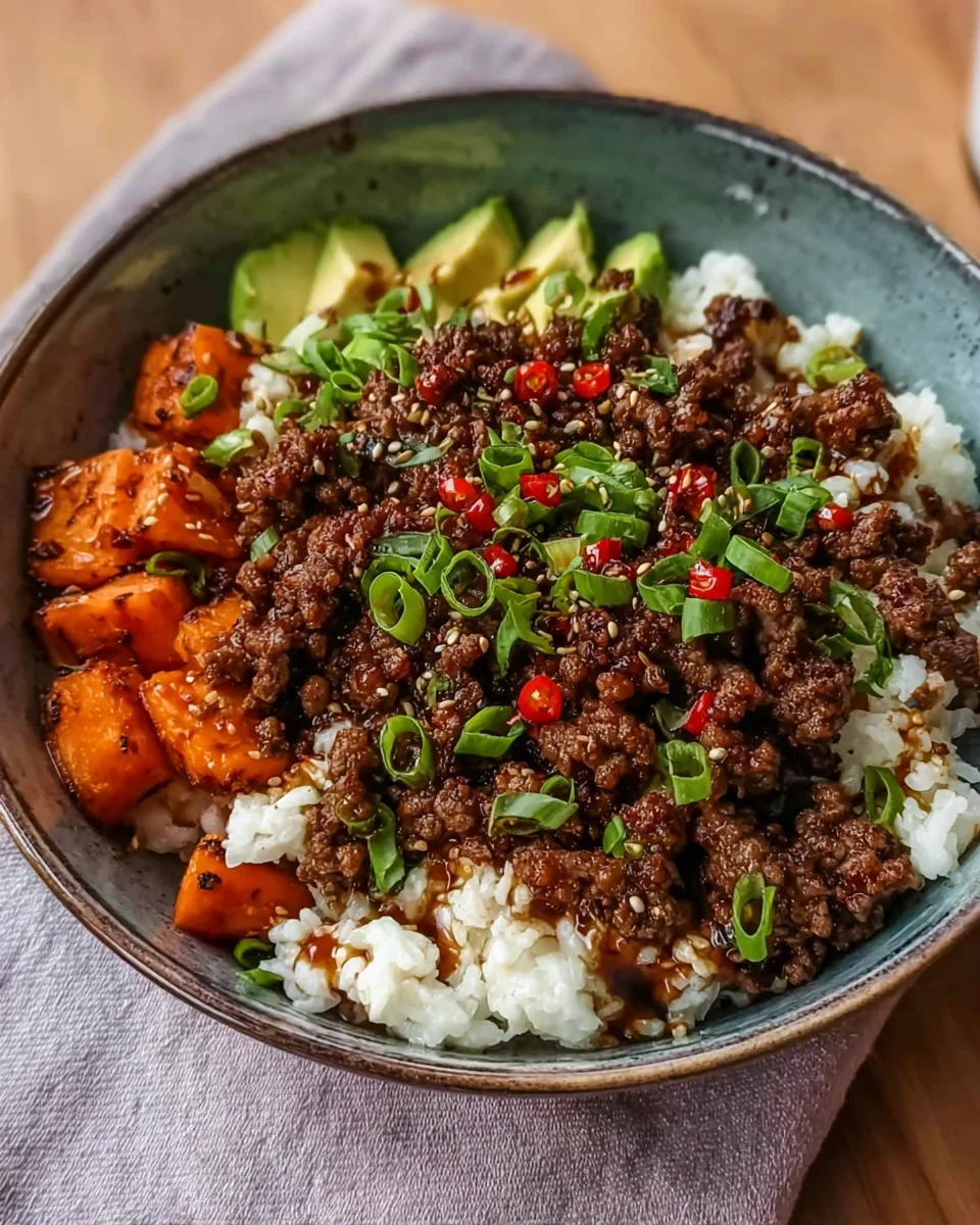 Savory Ground Beef Hot Honey Bowl Recipe for Dinner Delights