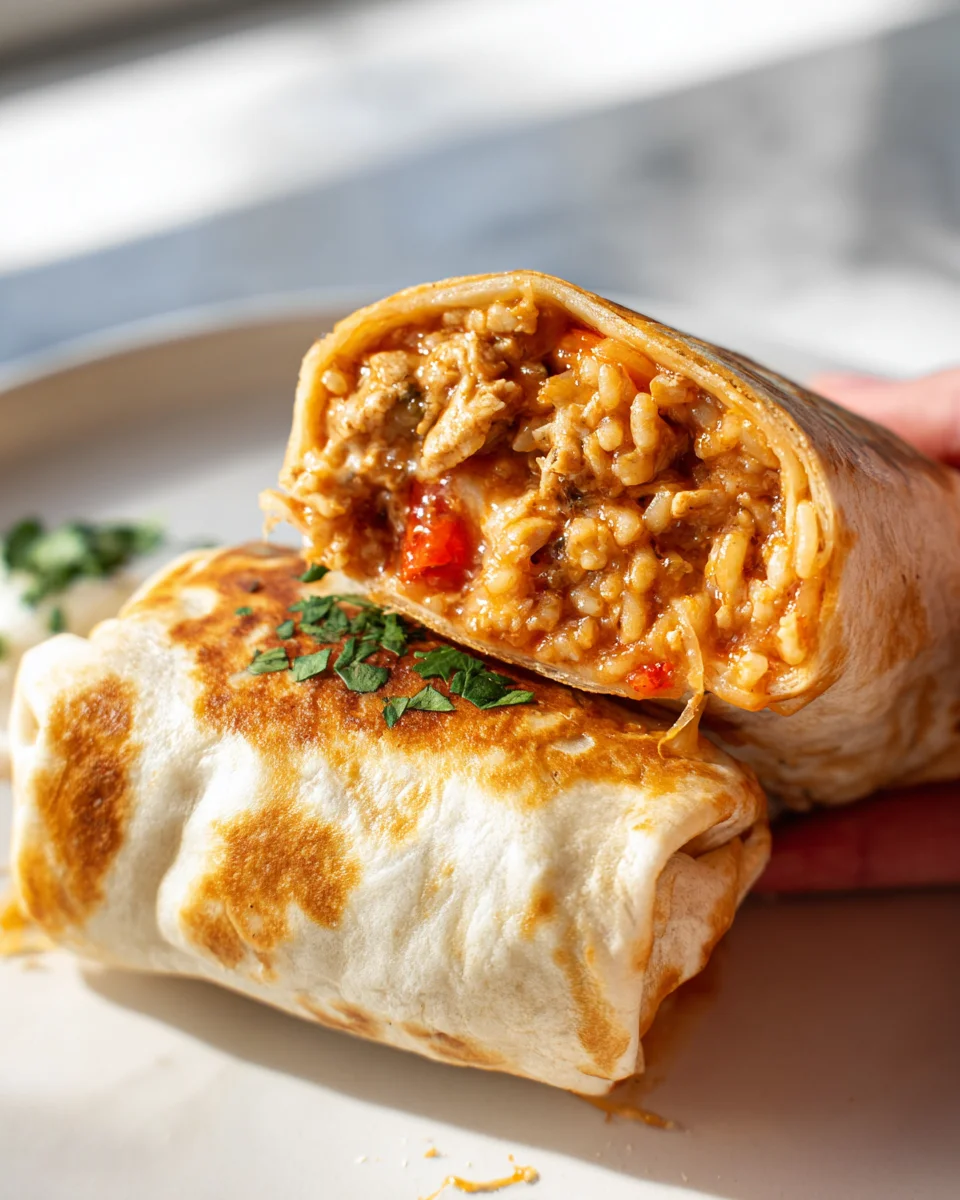 Easy Cheesy Ground Chicken & Rice Burritos Recipe