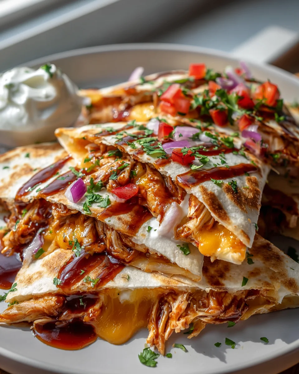 Best Hot Honey BBQ Chicken Quesadillas for Dinner!