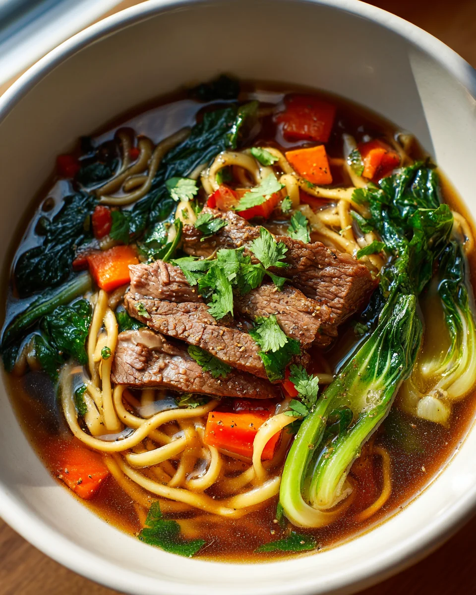 Delicious Beef And Noodles Soup with Veggies – Easy