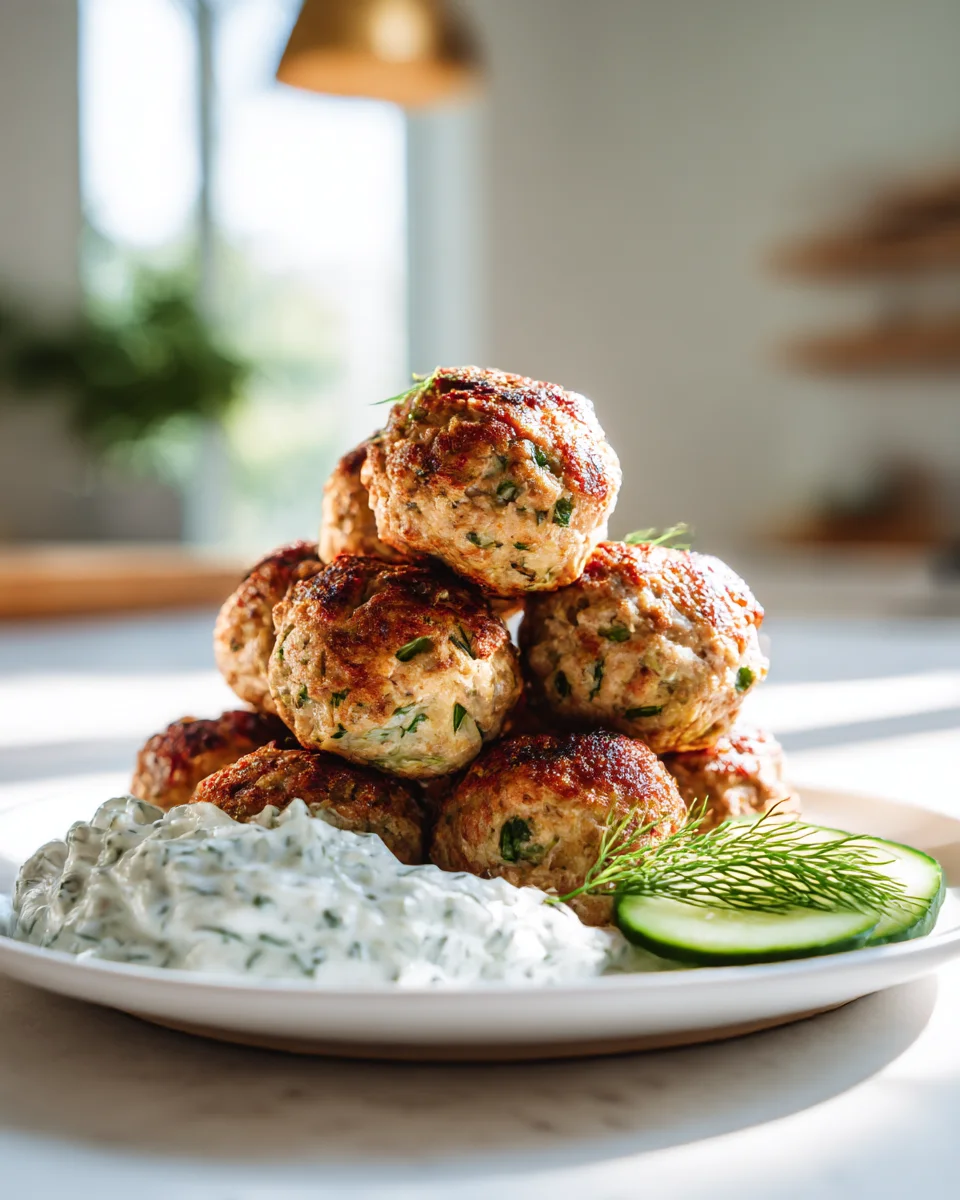 Delicious Greek Turkey Meatballs with Creamy Tzatziki Recipe