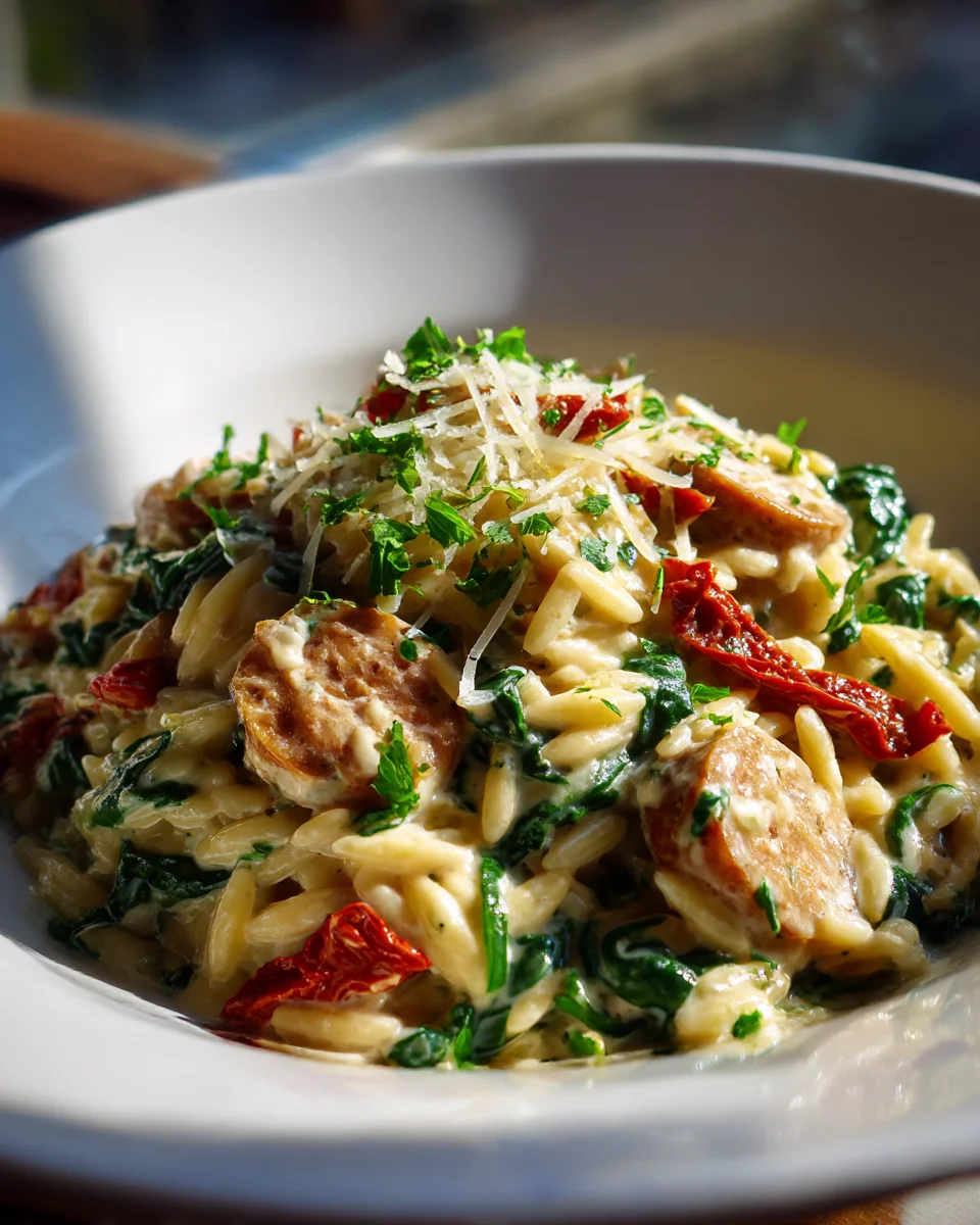 Delicious Creamy Chicken Sausage Orzo: Easy One-Pan Dinner