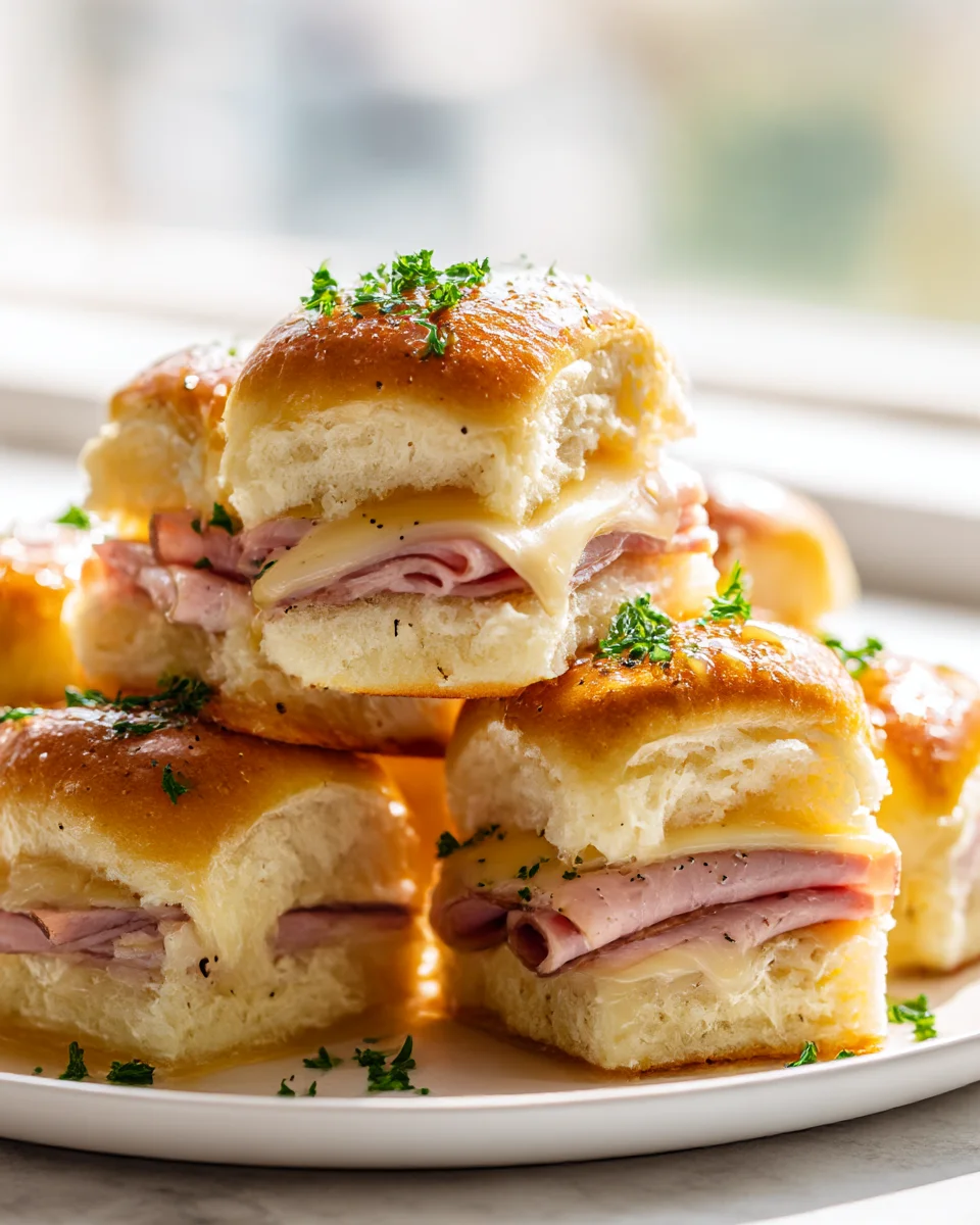 Hawaiian Roll Beef Ham & Swiss Sliders w/ Honey Glaze
