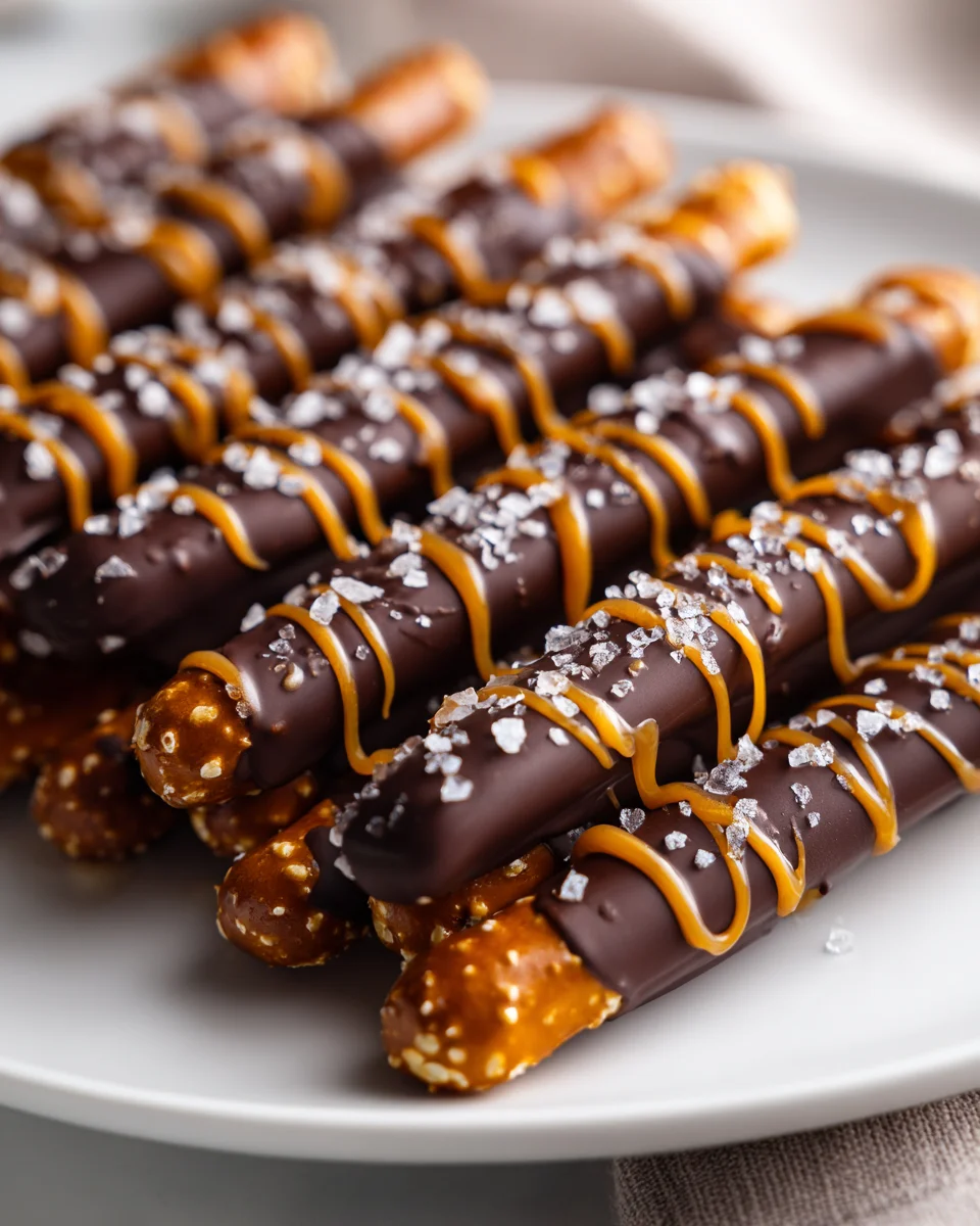 Irresistible Chocolate Salted Caramel Pretzel Rods