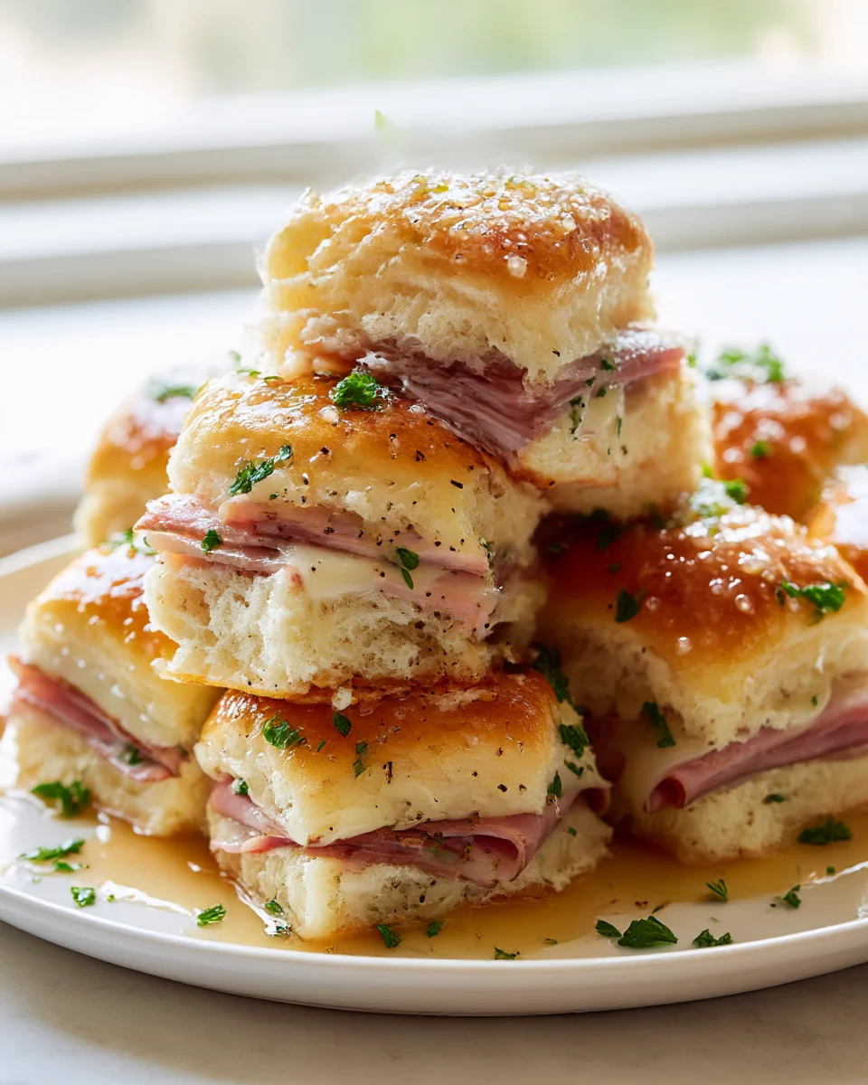 Hawaiian Roll Beef Ham & Swiss Sliders w/ Honey Glaze