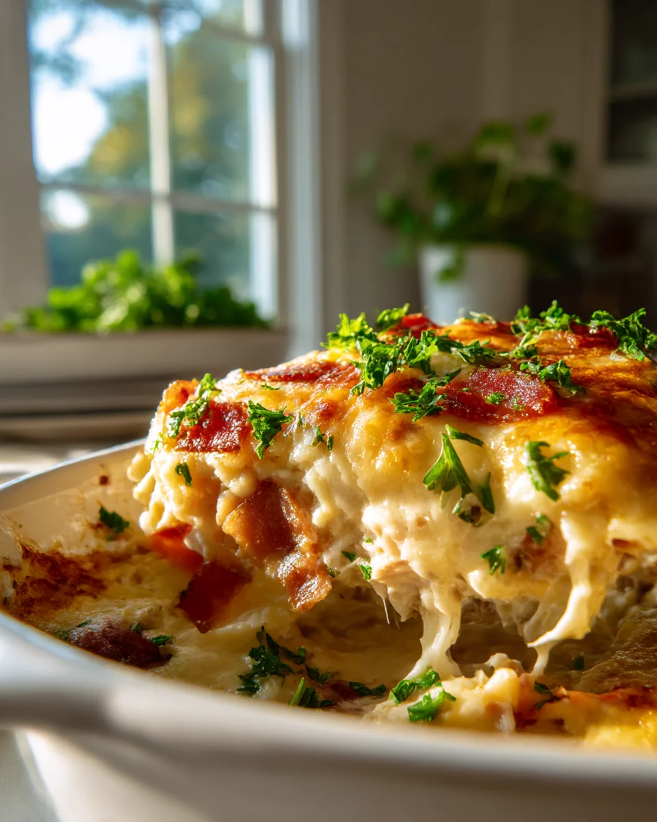 Ultimate Cheesy Beef Bacon Chicken Casserole Dinner Recipe