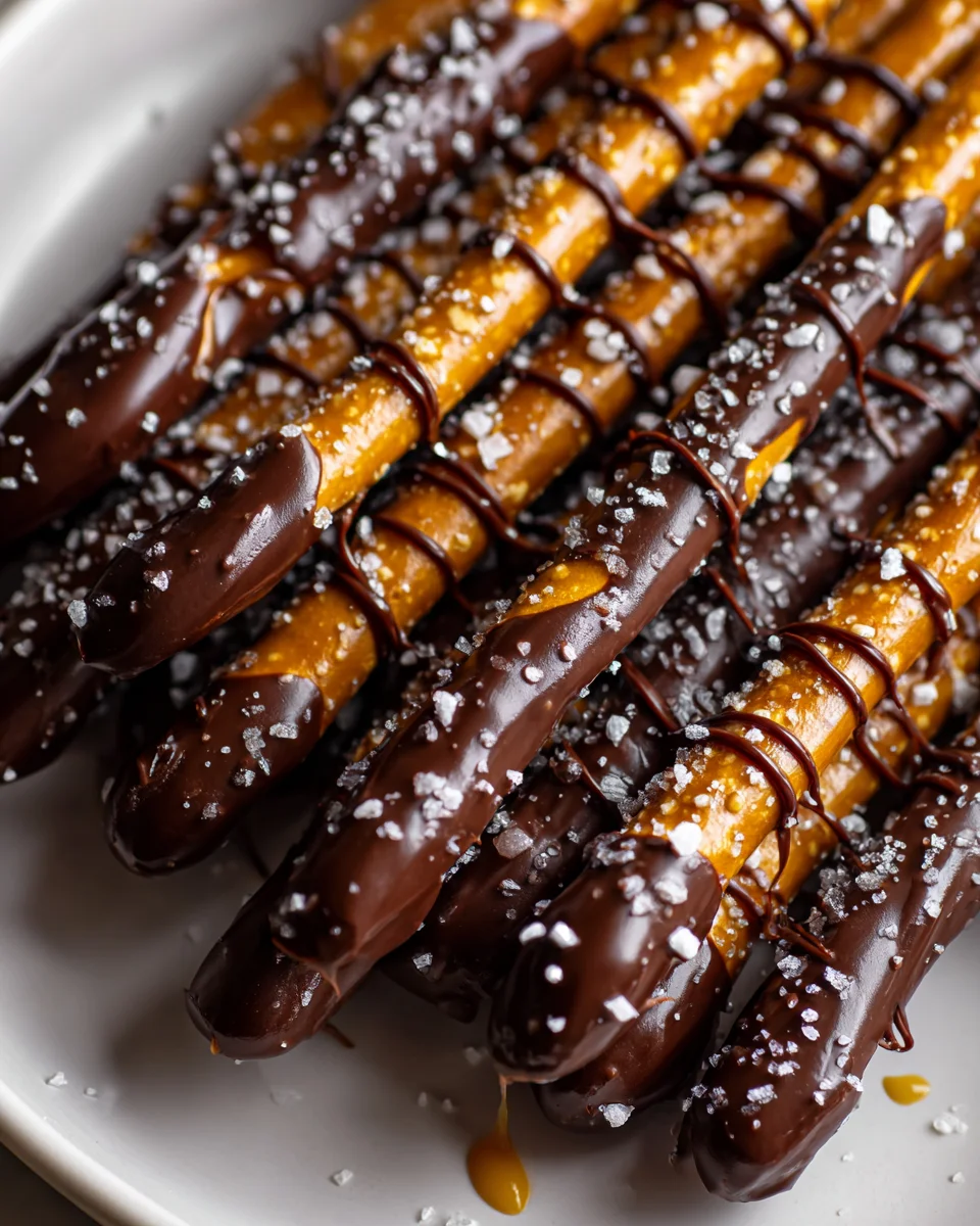 Irresistible Chocolate Salted Caramel Pretzel Rods