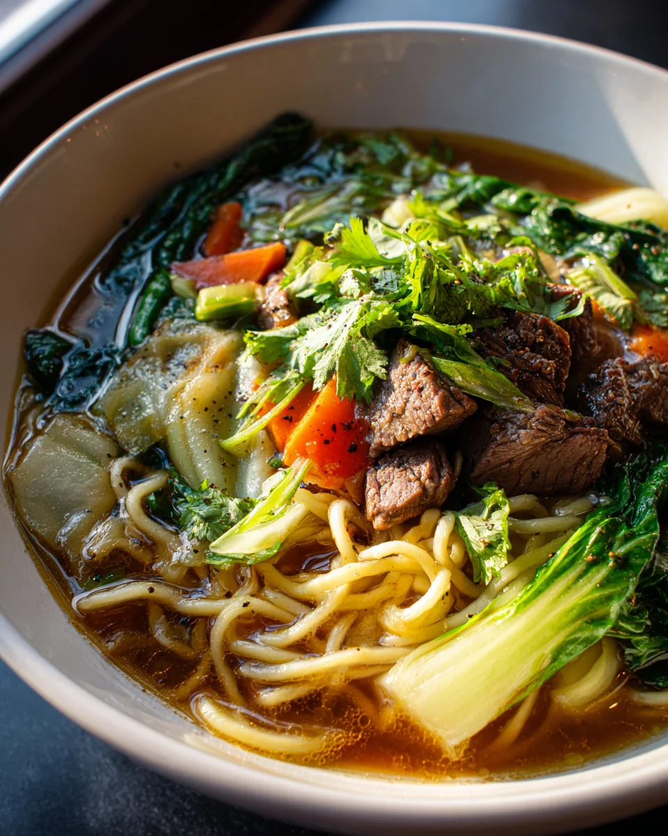 Delicious Beef And Noodles Soup with Veggies – Easy