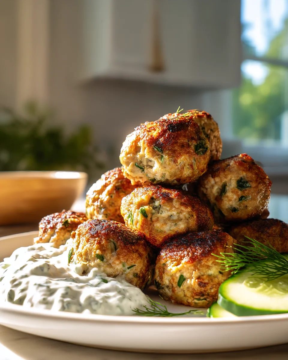 Delicious Greek Turkey Meatballs with Creamy Tzatziki Recipe