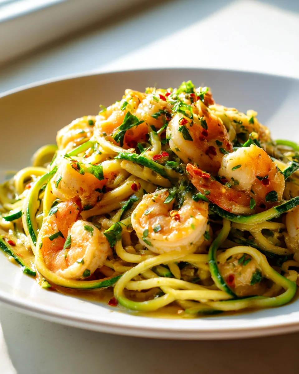 Garlic Butter Shrimp Zucchini Noodles - Easy & Healthy Dinner
