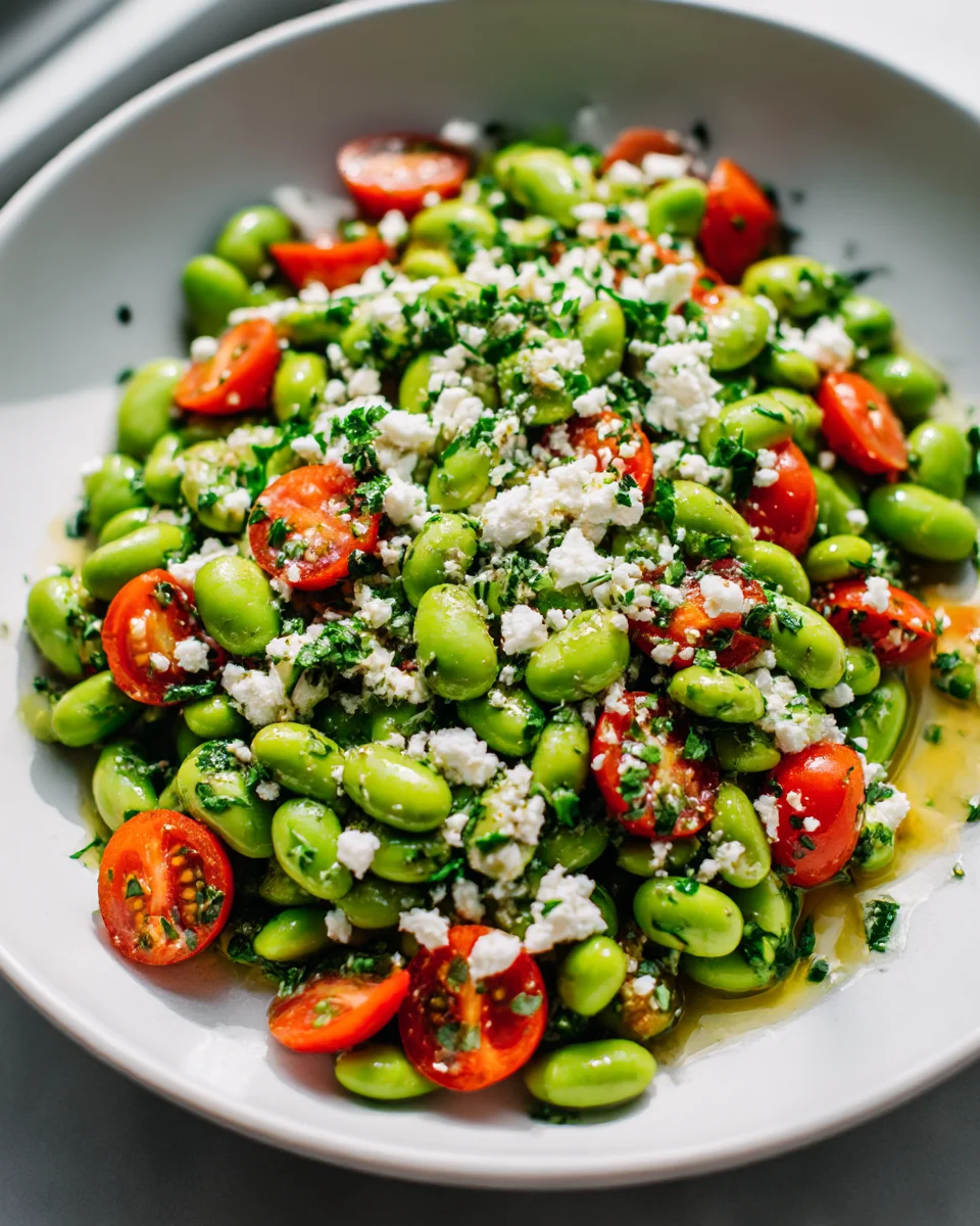 Zesty Mediterranean Edamame Salad with Feta & Tomatoes