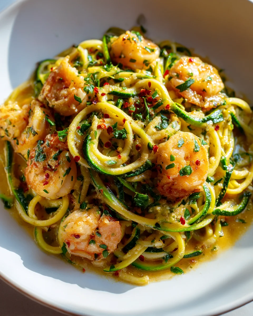 Garlic Butter Shrimp Zucchini Noodles - Easy & Healthy Dinner