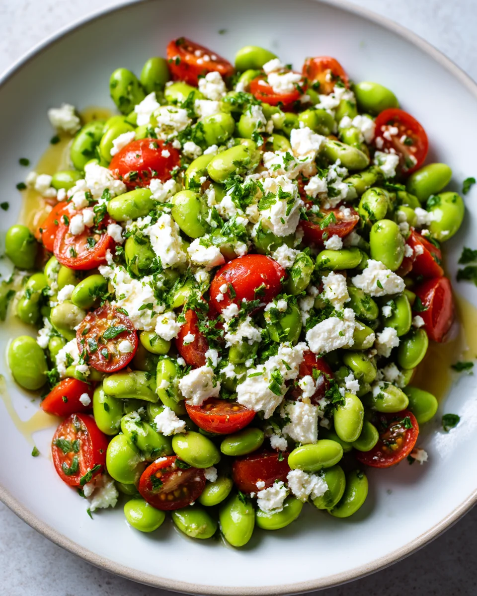 Zesty Mediterranean Edamame Salad with Feta & Tomatoes