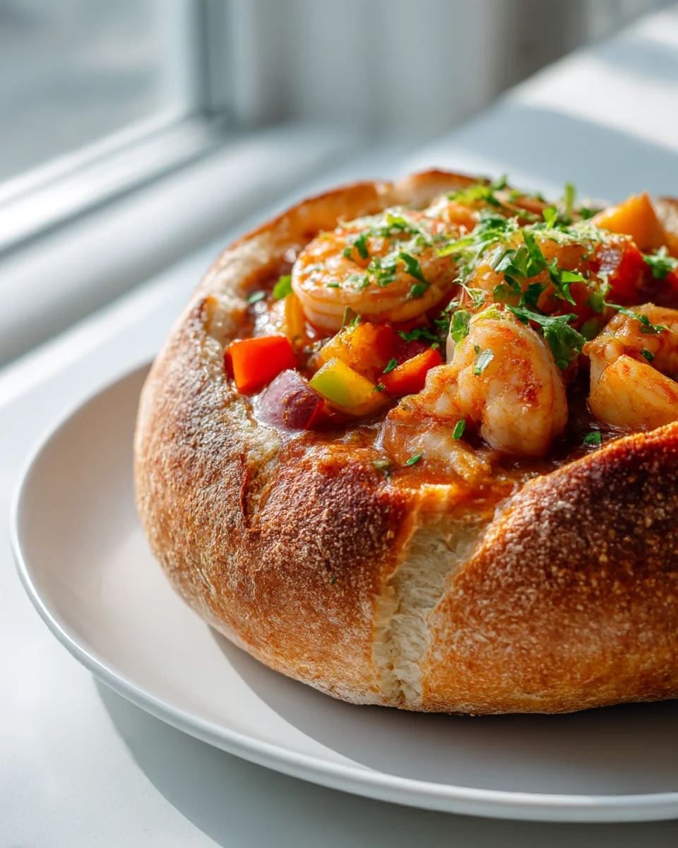 Must-Try Seafood & Shrimp Chili Stuffed Bread Bowls
