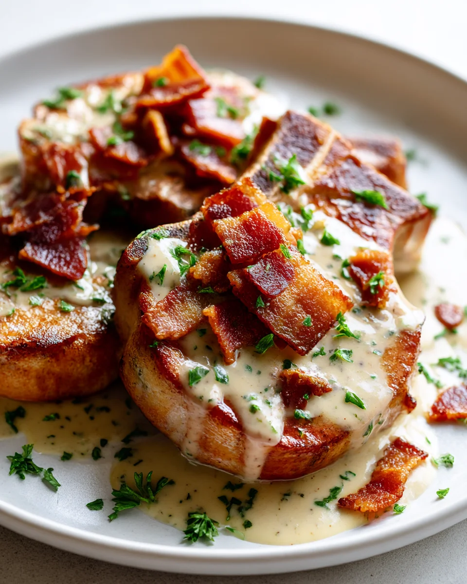 Maple Beef Bacon Chops with Creamy Dijon Mustard Sauce