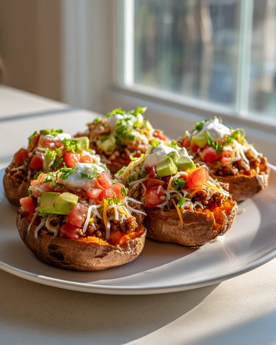 Beef Taco Stuffed Sweet Potatoes - Healthy & Flavorful Meal