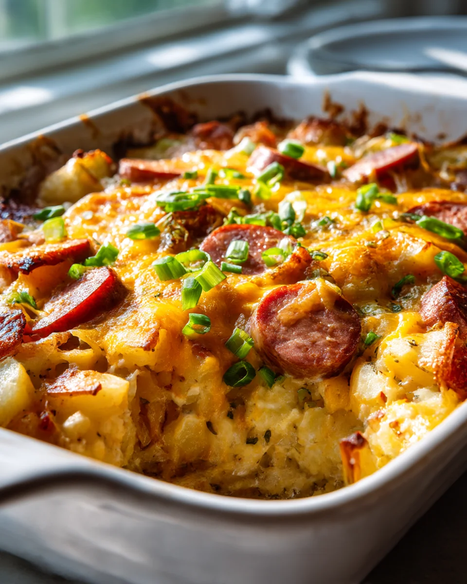 Creamy Beef Kielbasa Cheesy Potato Casserole Bake