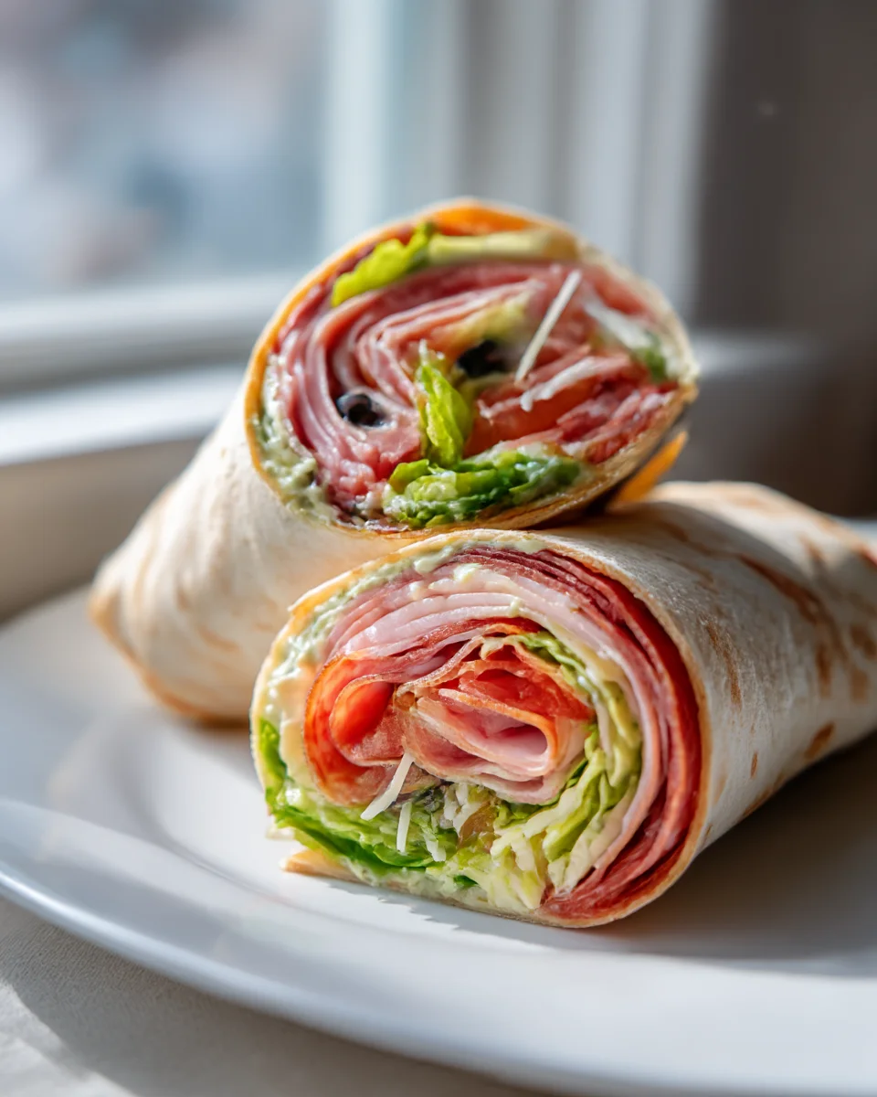 The Best Italian Sub Wrap with Homemade Pesto Mayo