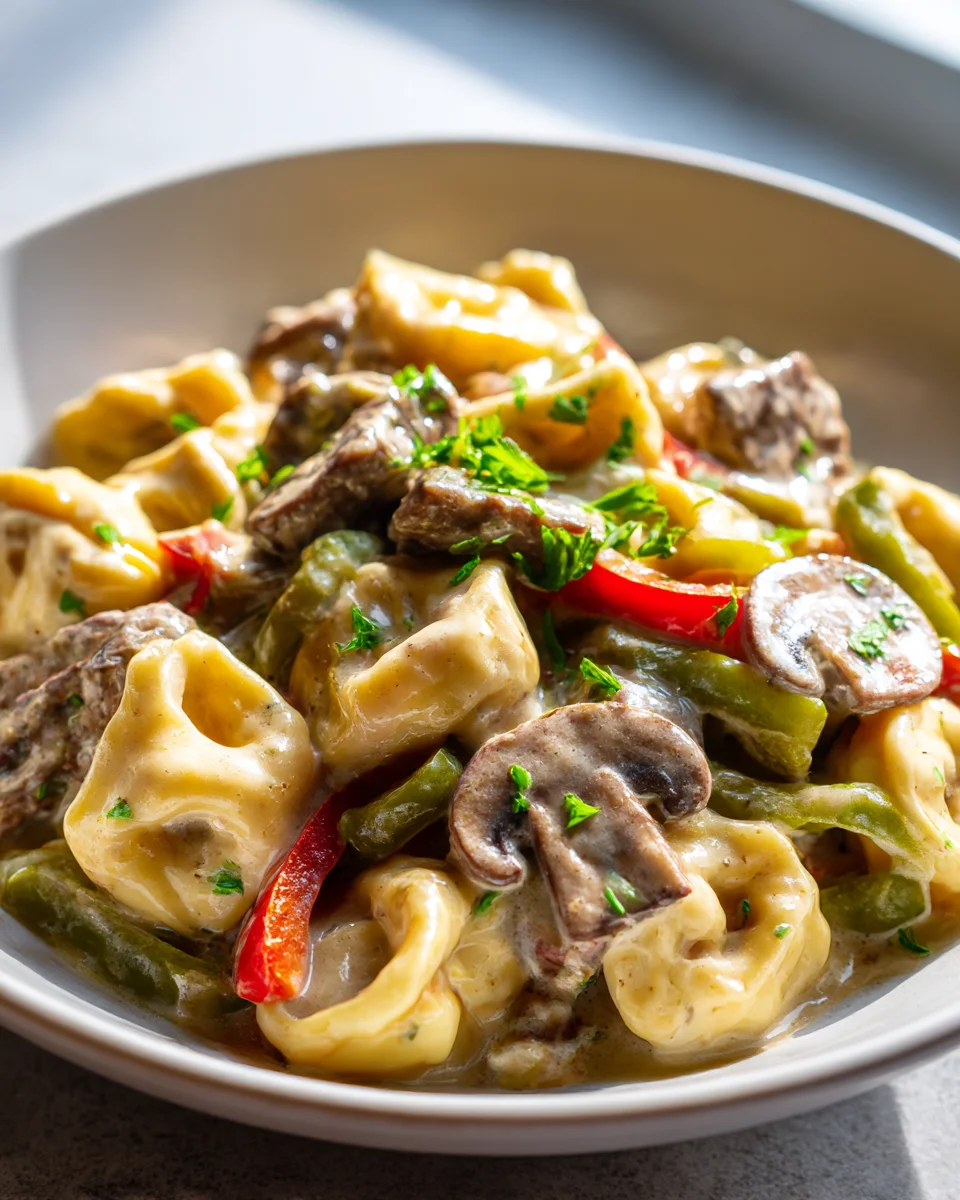 Hearty Crock Pot Cheesesteak Tortellini: Simple & Delicious
