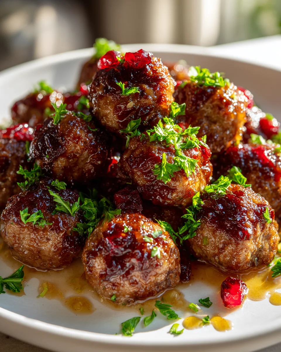 Best Cranberry Beef Meatballs with Honey Garlic Glaze