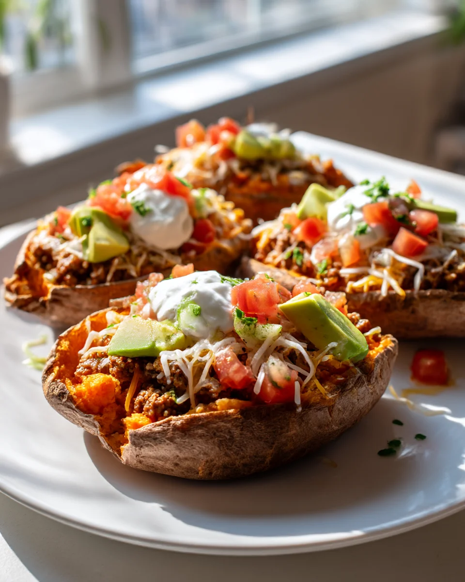 Beef Taco Stuffed Sweet Potatoes - Healthy & Flavorful Meal