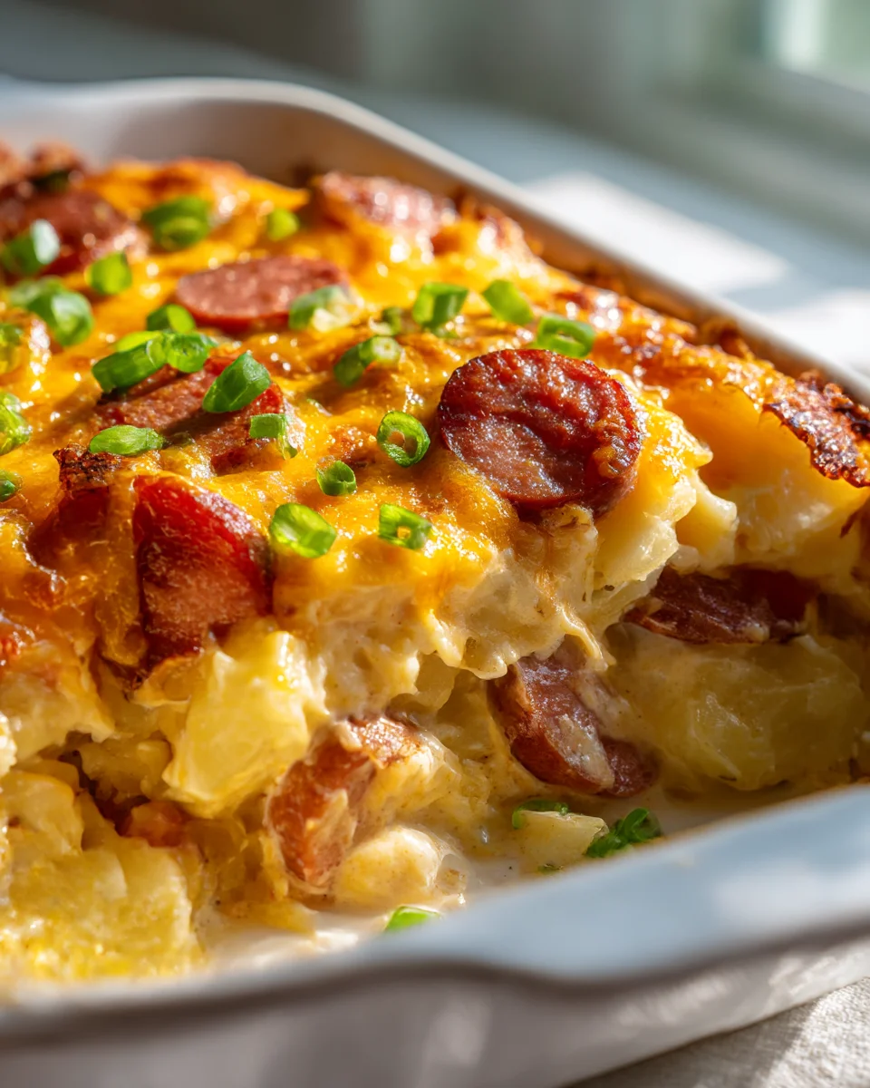 Creamy Beef Kielbasa Cheesy Potato Casserole Bake
