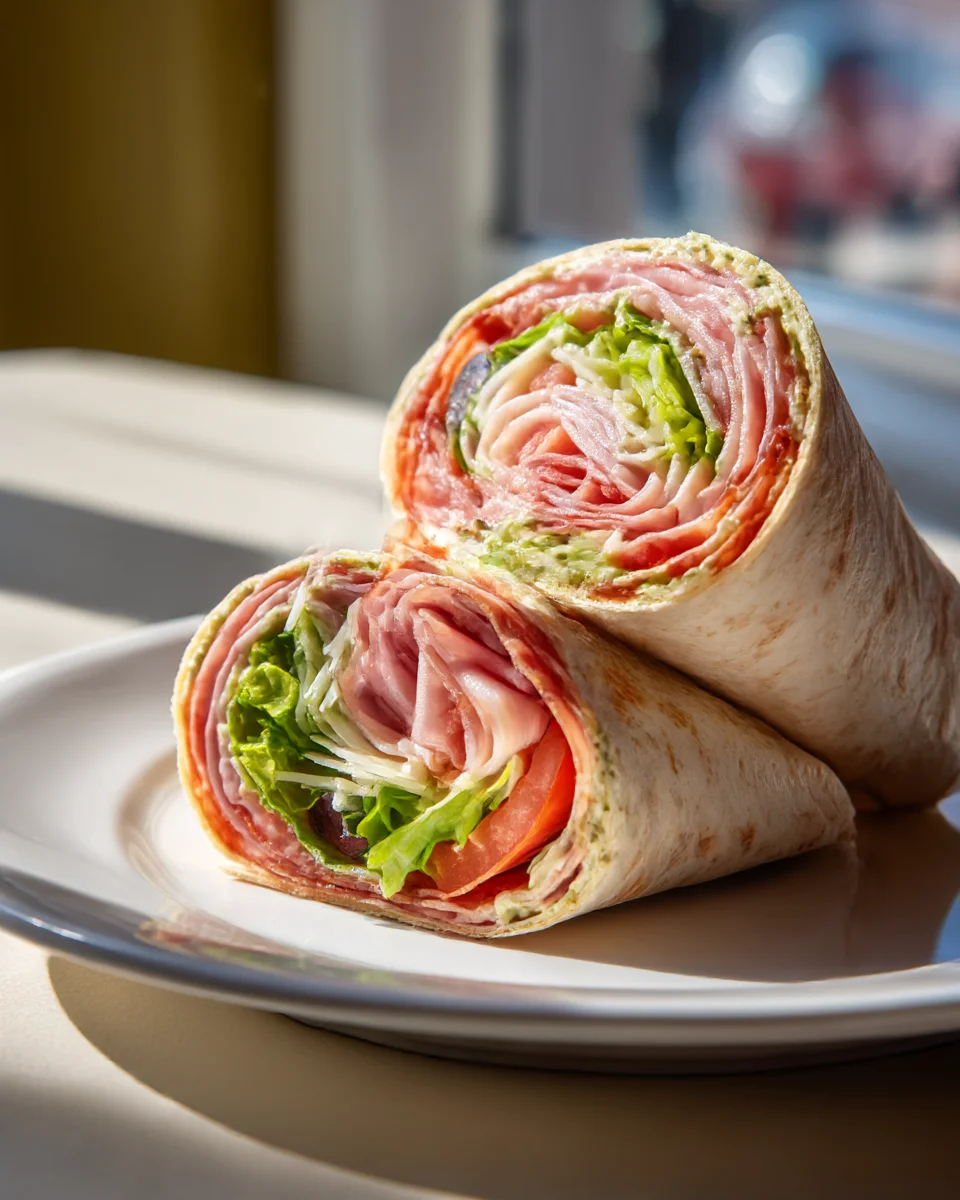 The Best Italian Sub Wrap with Homemade Pesto Mayo