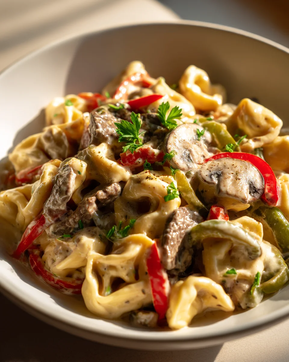 Hearty Crock Pot Cheesesteak Tortellini: Simple & Delicious