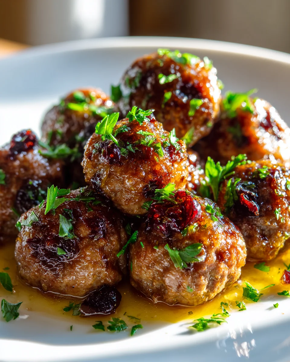 Best Cranberry Beef Meatballs with Honey Garlic Glaze