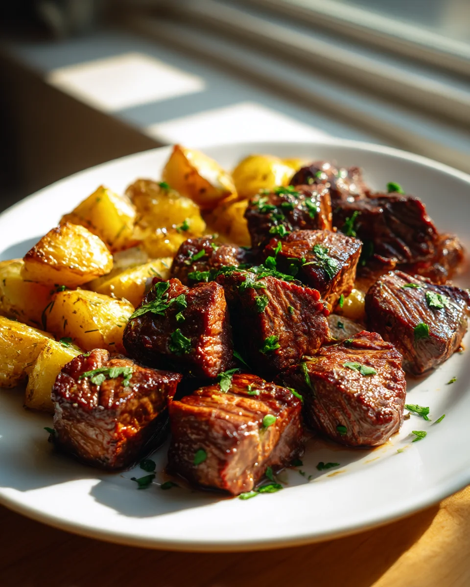 Juicy Steak Bites with Crispy Roasted Potatoes Recipe