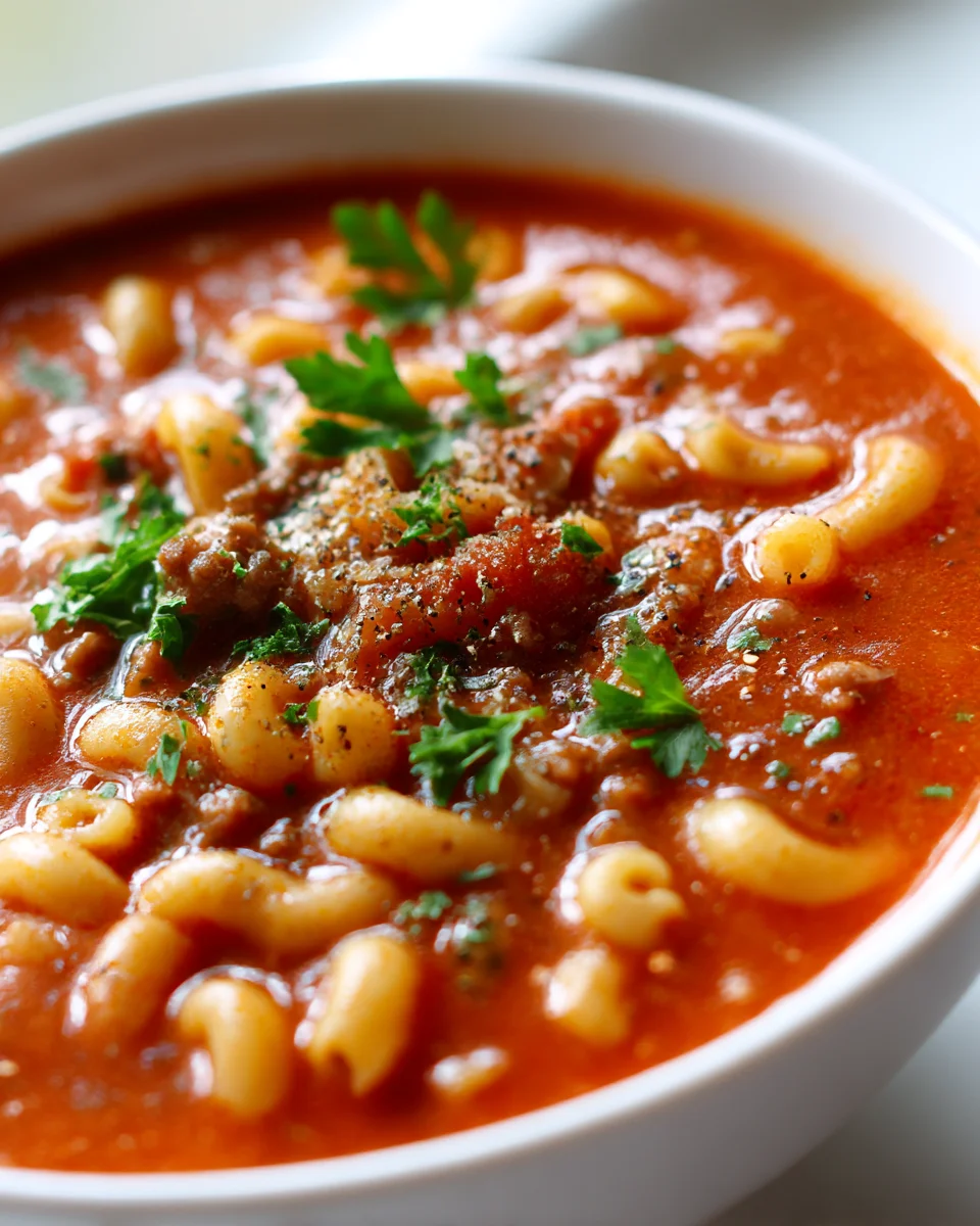 Creamy Beef & Macaroni Tomato Soup: Comfort in a Bowl