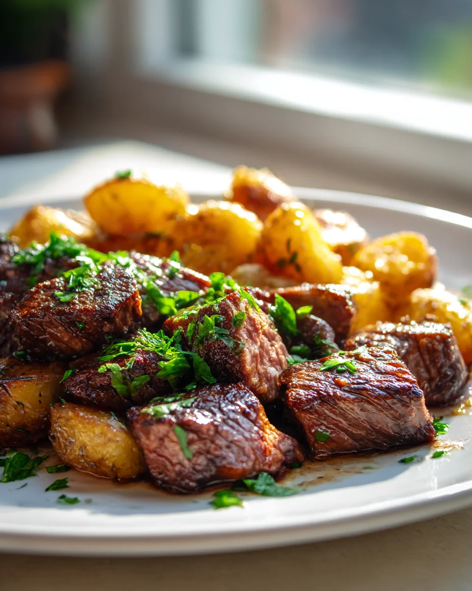 Juicy Steak Bites with Crispy Roasted Potatoes Recipe