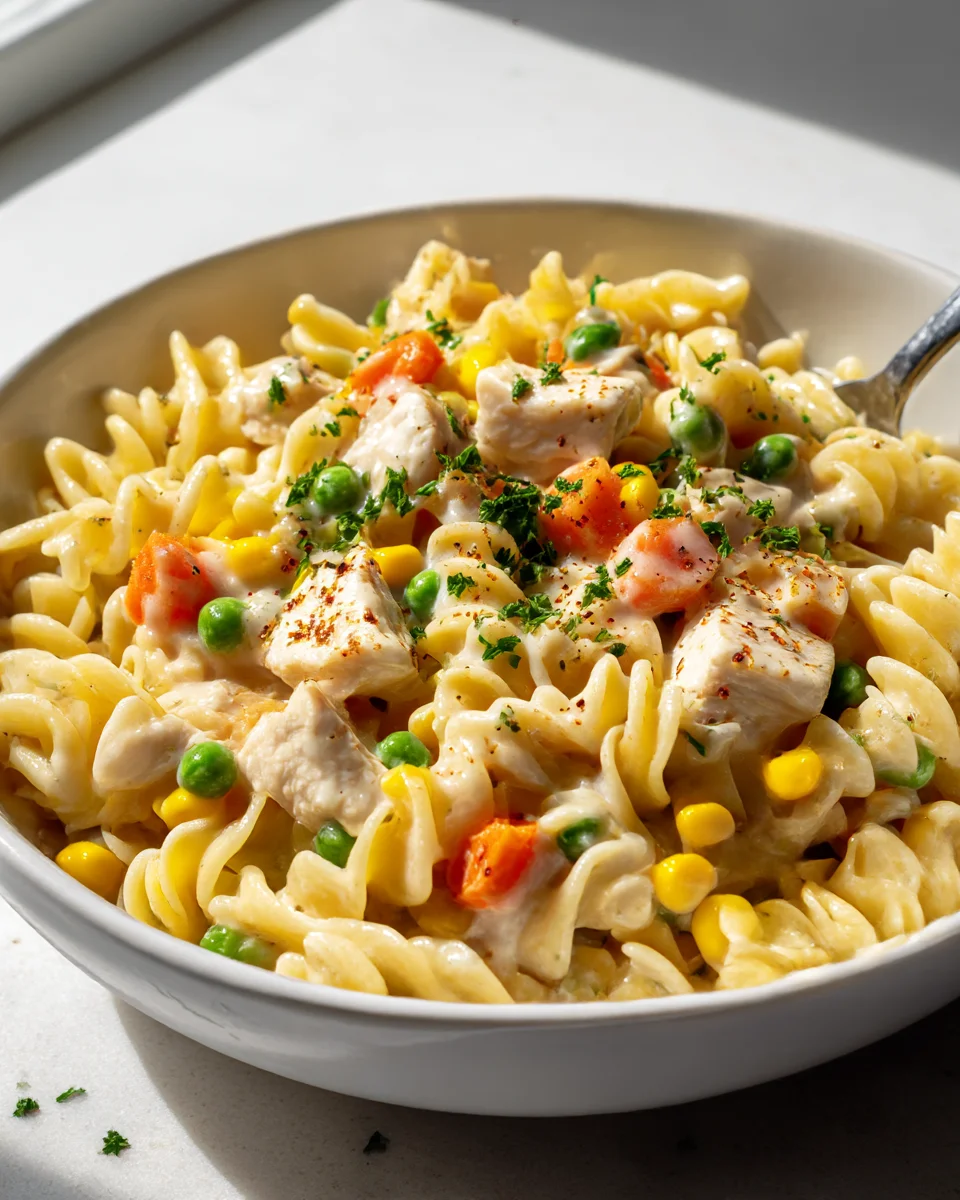 Delicious Quick Chicken Pot Pie Pasta in Mins!