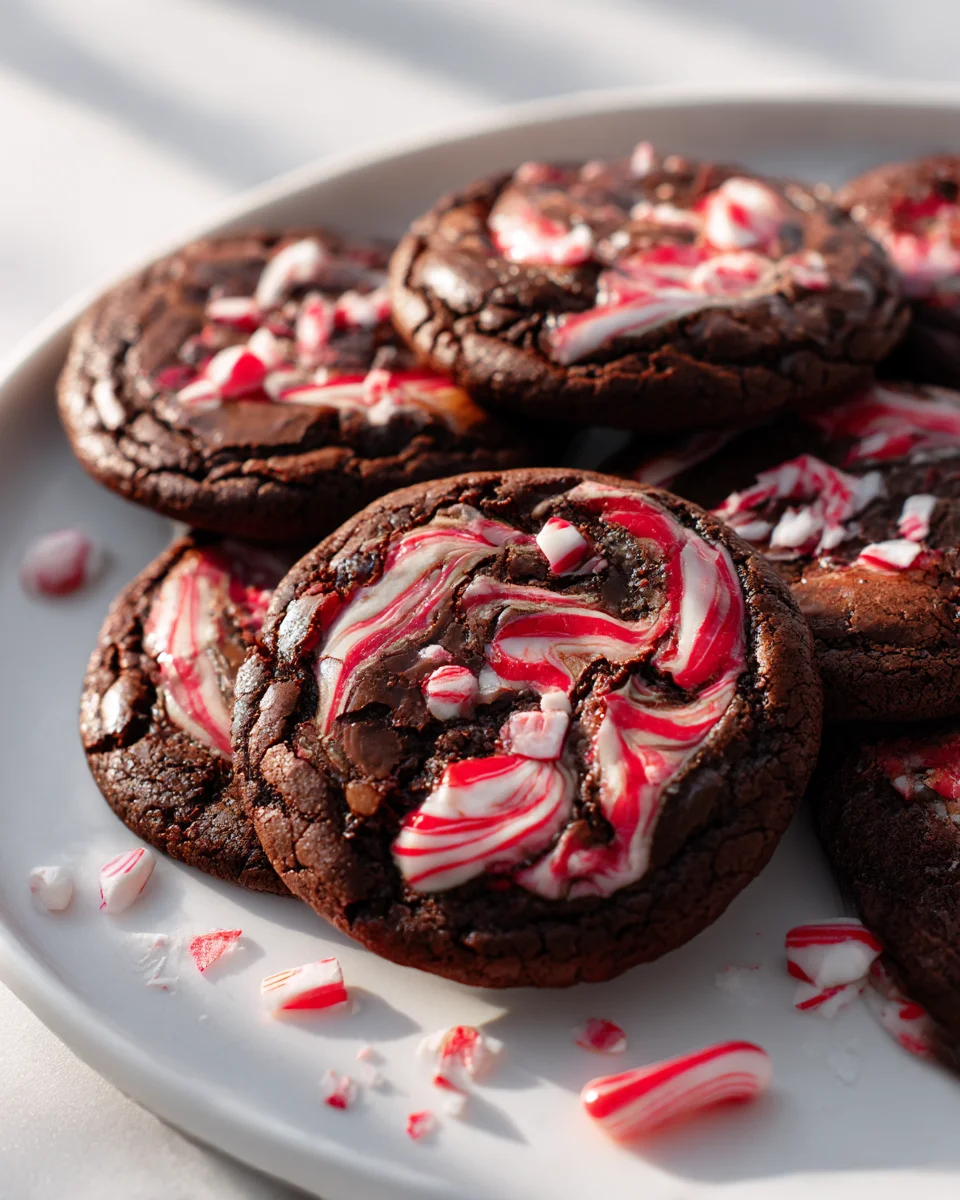 Decadent Fudgy Peppermint Swirl Brownie Cookies