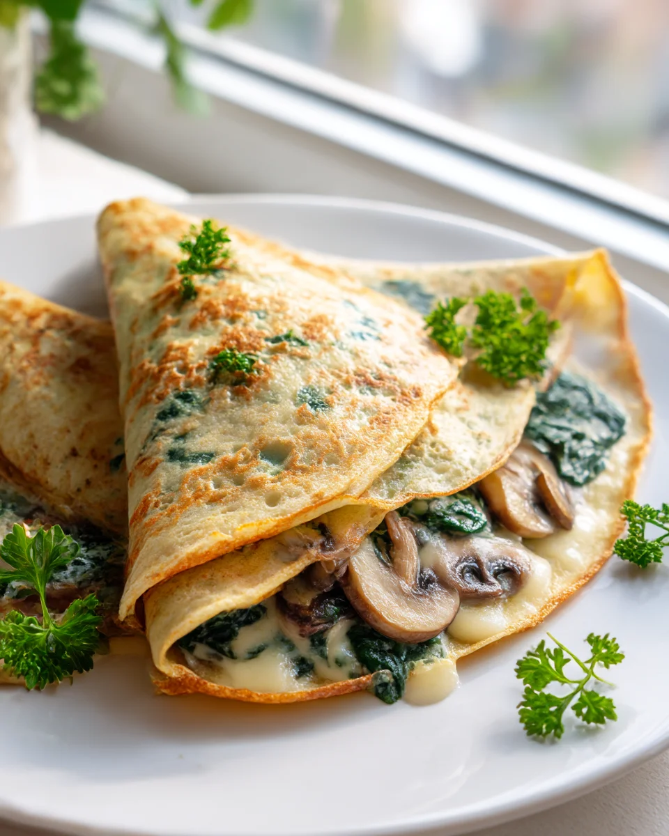Delicious Spinach Mushroom and Swiss Crepes Recipe to Try!