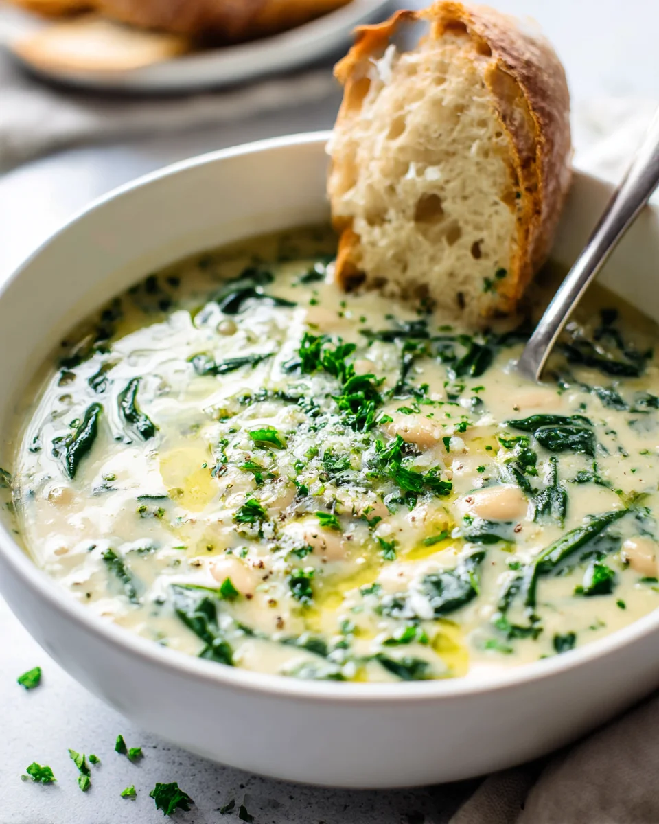 Easy Creamy White Bean & Spinach Soup - One Pot Comfort