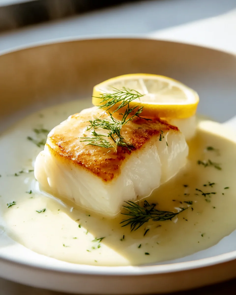 Gourmet Healthy Halibut with Non-Alcoholic Buerre Blanc