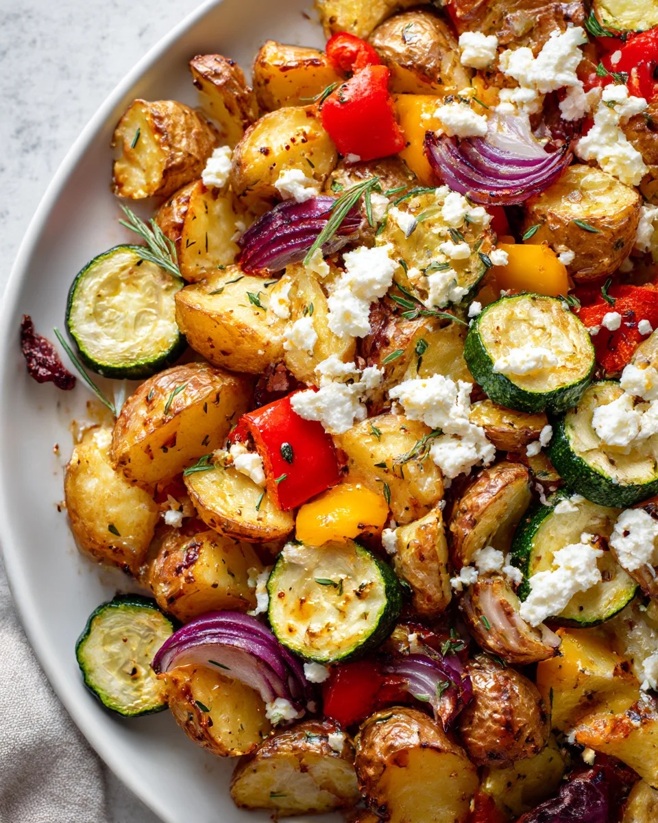 Easy Sheet Pan Potatoes, Feta & Roasted Veggies Dinner