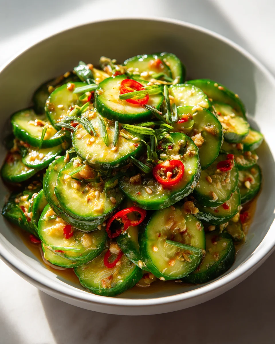 Quick Korean Cucumber Salad with Garlic & Chili Recipe